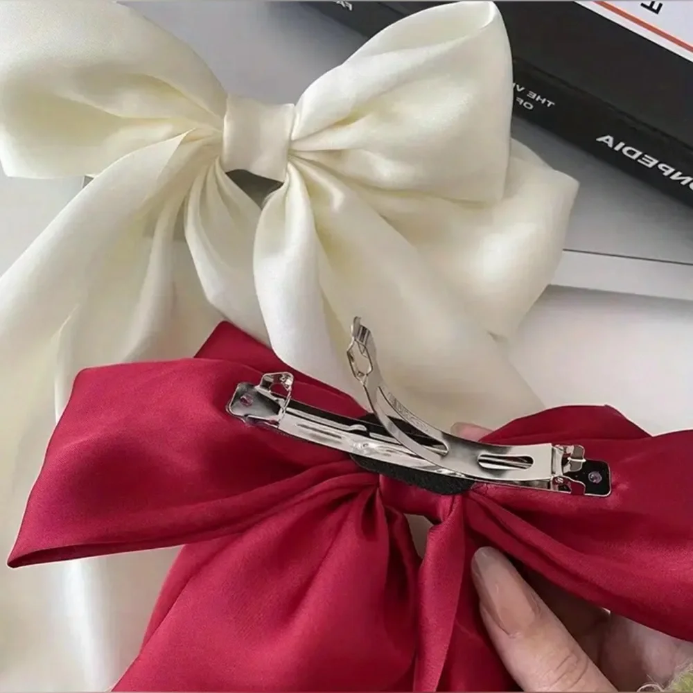Bow hair clips- set of 3- Red, black, and white